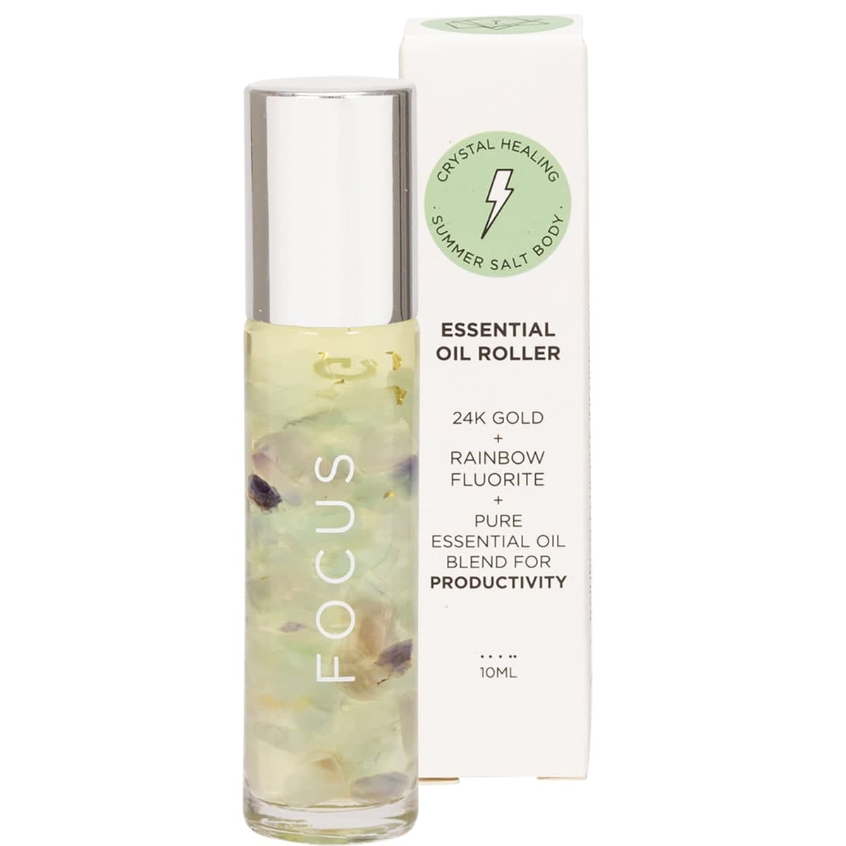 Summer Salt Body Focus Essential Oil Roller Rainbow Crystals 10ml