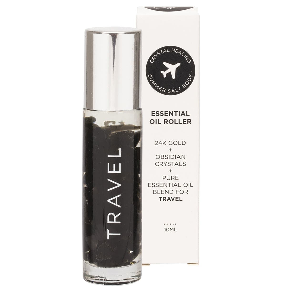Summer Salt Body Travel Essential Oil Roller Obsidian Crystals 10ml