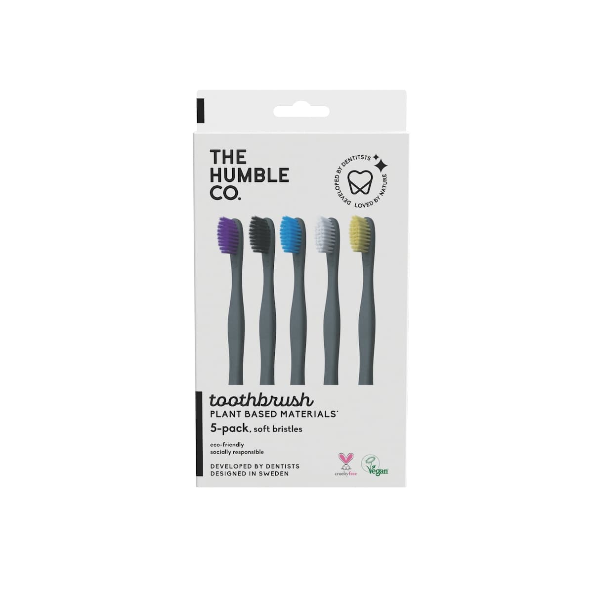 The Humble Co Soft Adult Plant Based Toothbrush Mixed Colours 5 Pack