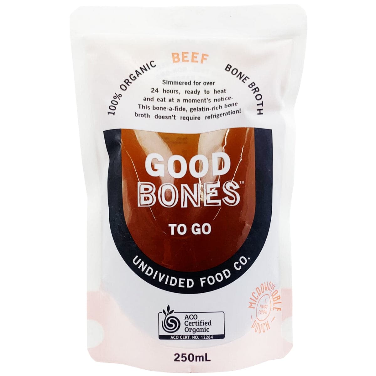 Undivided Food Co Good Bones Certified Organic Beef Bone Broth 250ml