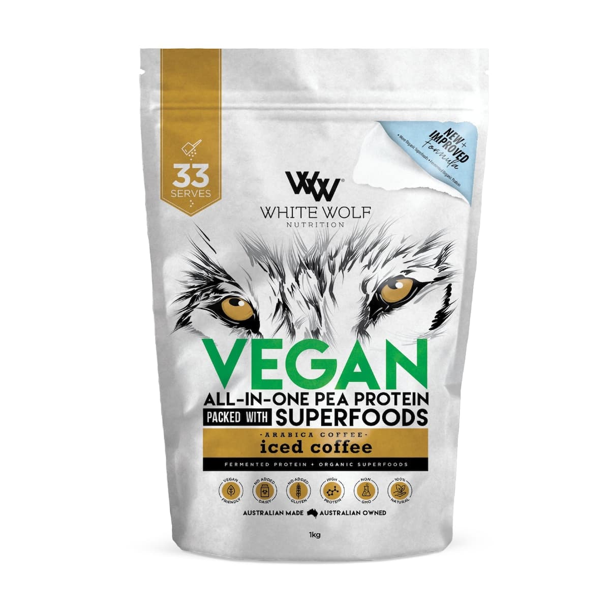 White Wolf Nutrition Vegan Protein With Superfoods Iced Coffee 1Kg