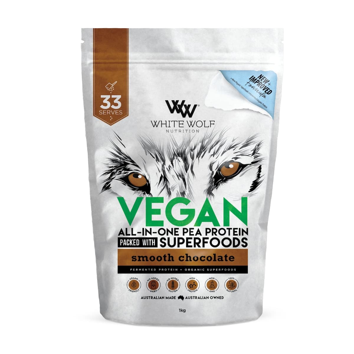 White Wolf Nutrition Vegan Protein With Superfoods Smooth Chocolate 1Kg