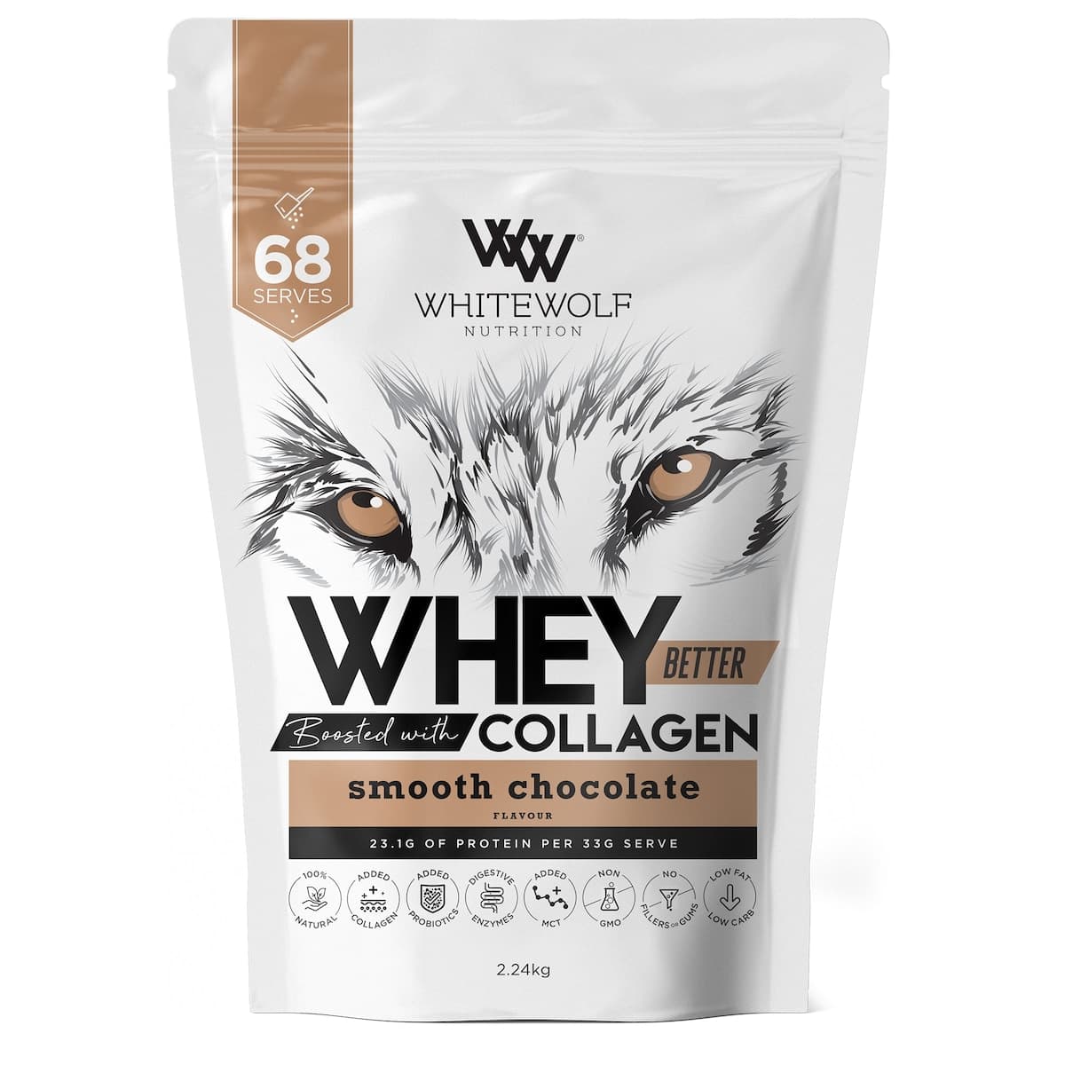 White Wolf Nutrition Whey Better Protein + Collagen Smooth Choco 2.24kg
