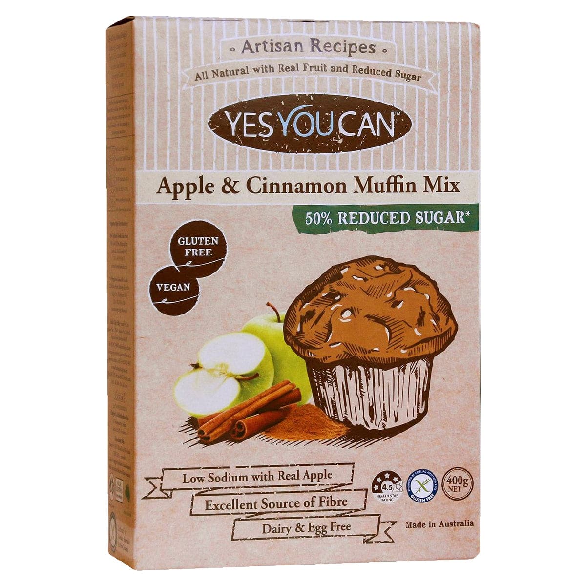 YesYouCan Apple & Cinnamon Muffin Mix 400g