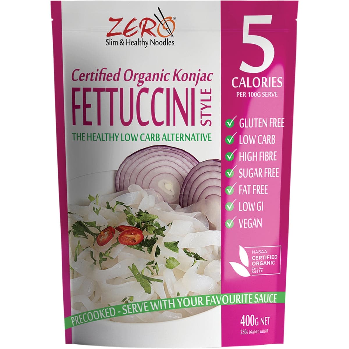 Zero Slim & Healthy Konjac Noodles Fettuccine Style 400g