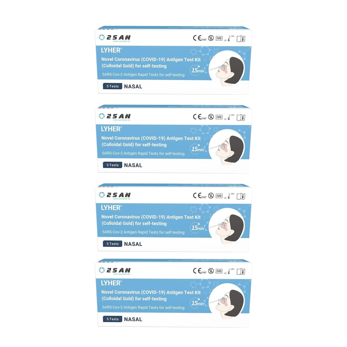 2San Lyher Covid Rapid Antigen Tests 5 Pack x 4