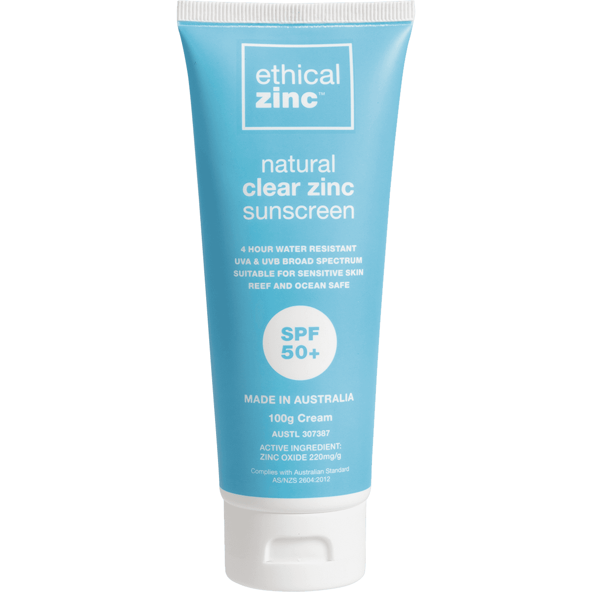 Ethical Zinc Natural Clear Zinc Sunscreen SPF50 100g
