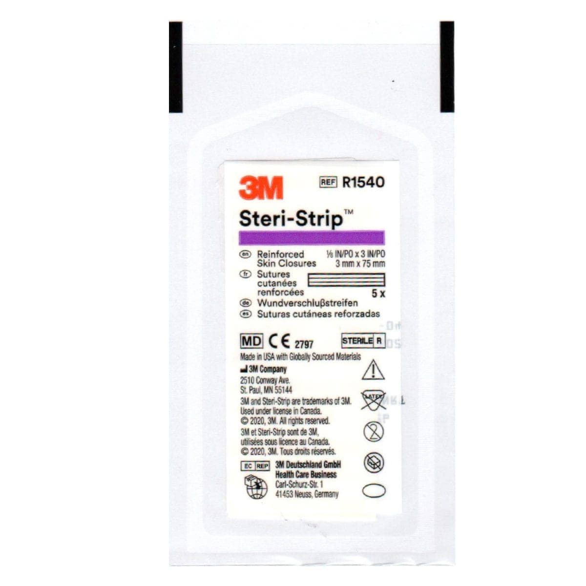 Nexcare SteriStrip Skin Closures 3mm x 75mm White - 5 Strips
