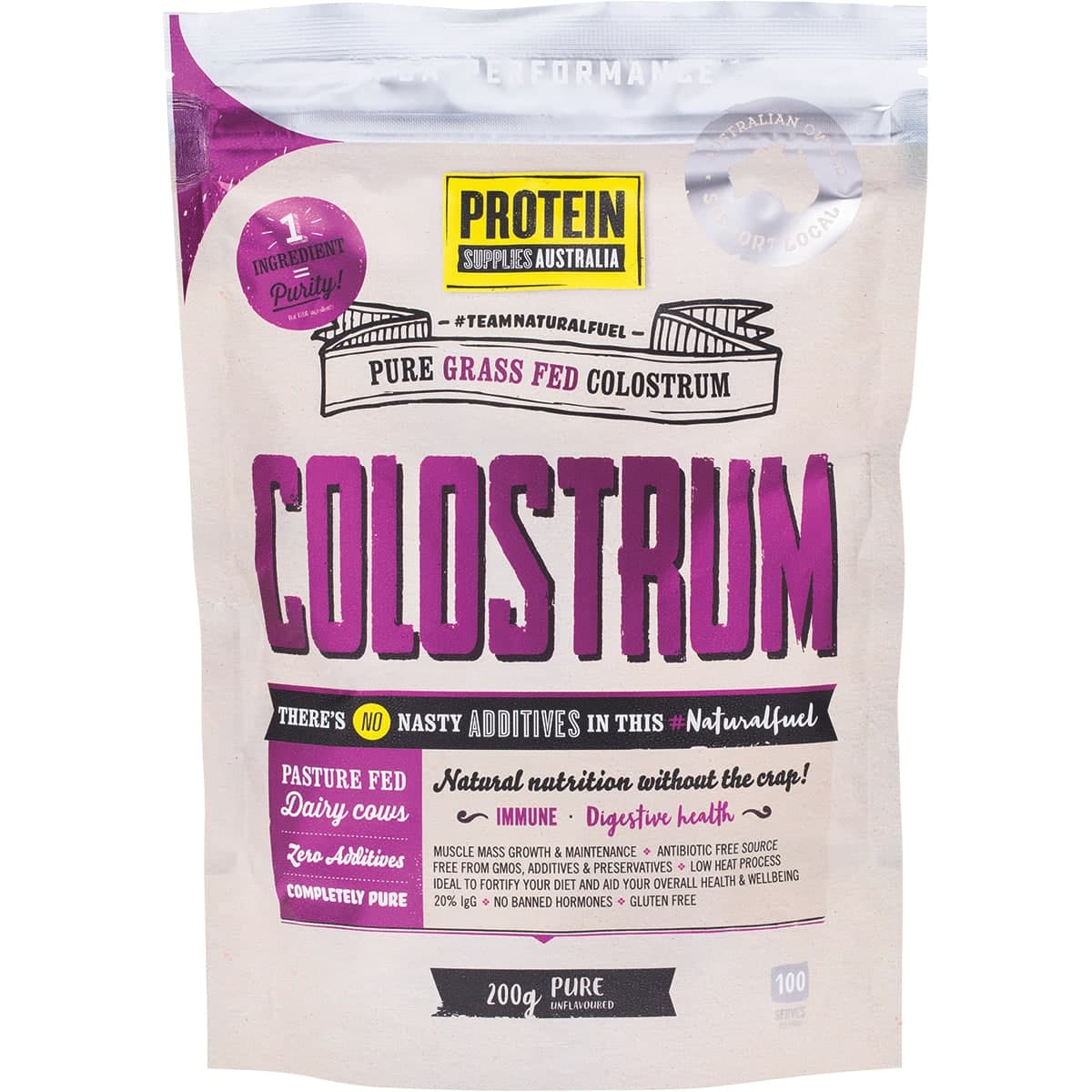 Protein Supplies Australia Grass Fed Colostrum Unflavoured 200g