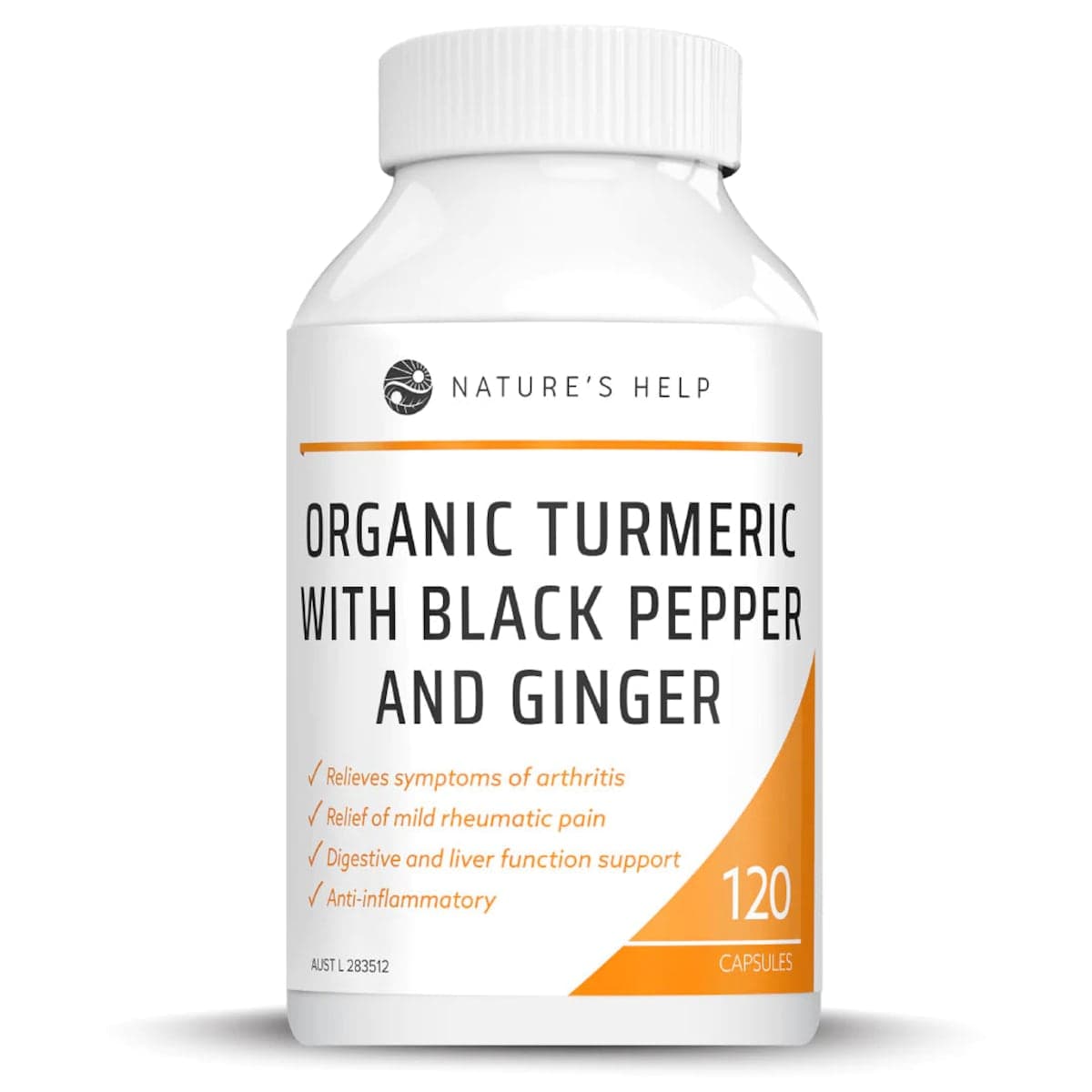 Nature's Help Organic Turmeric with Black Pepper and Ginger 120 Capsules