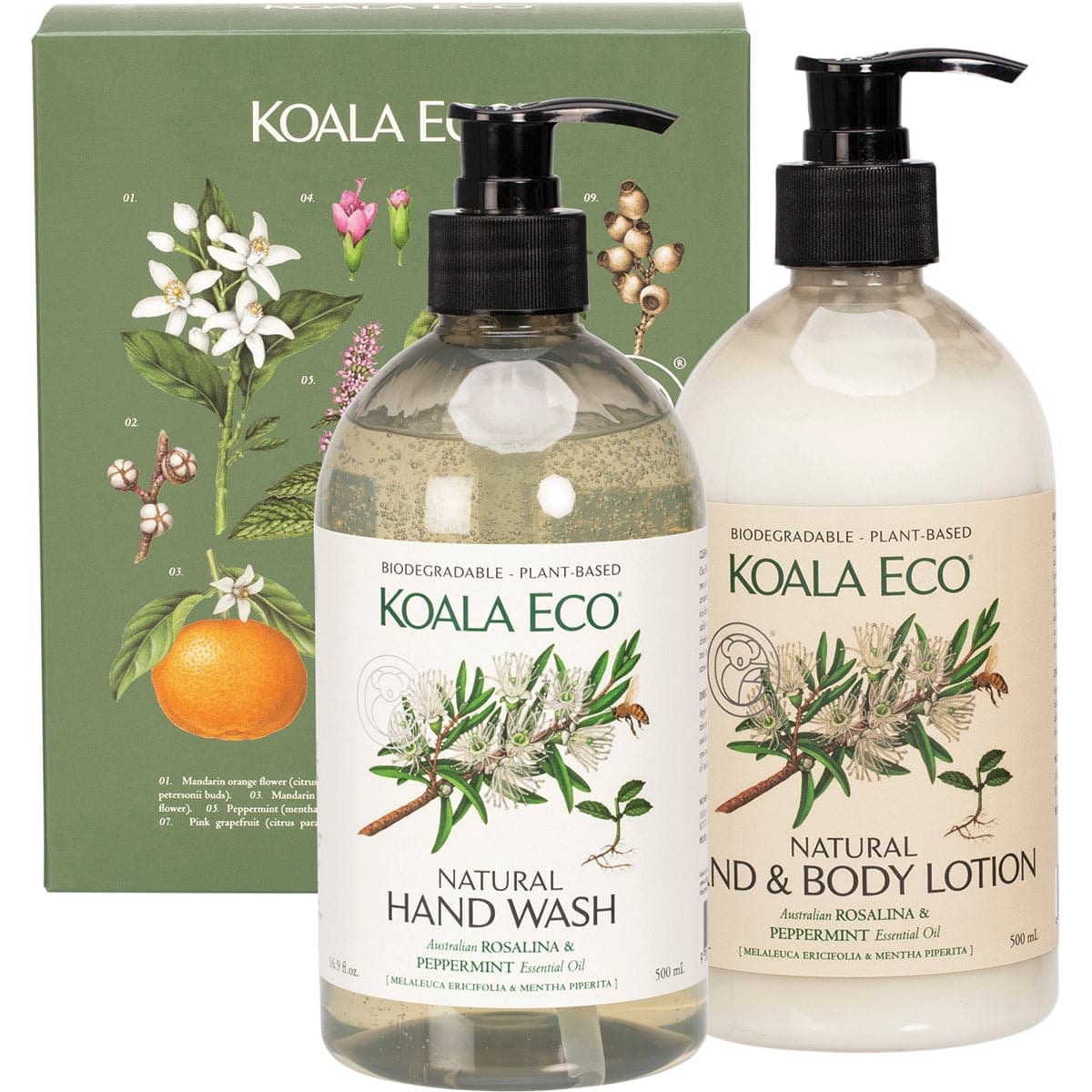 Koala Eco Hand & Body Gift Pack Rosalina & Peppermint 2 x 500ml