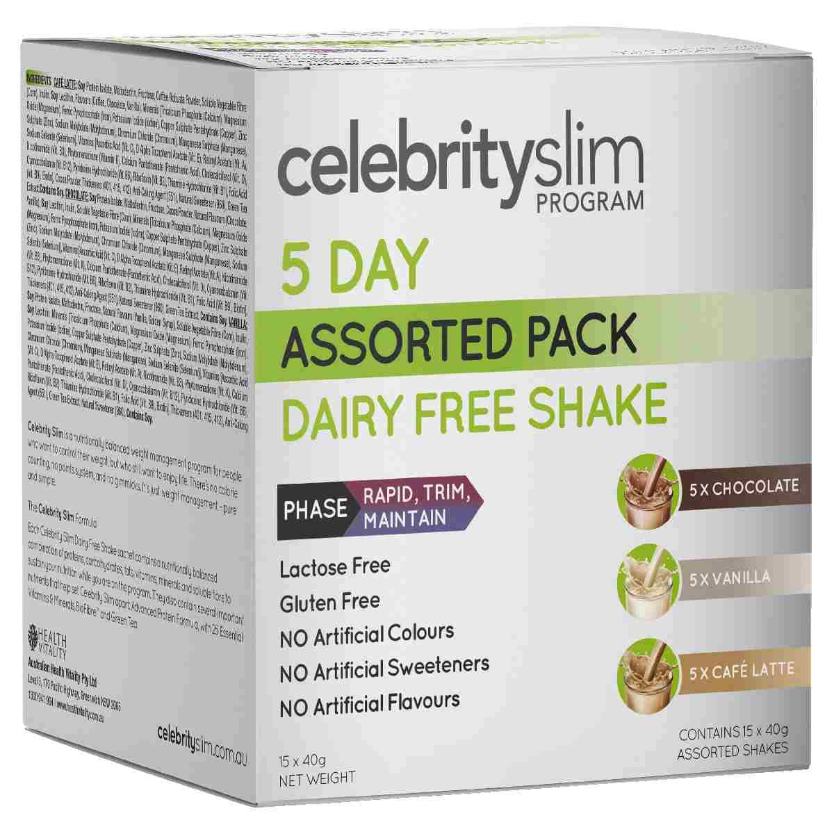 Celebrity Slim 5 Day Assorted Dairy Free Shake 15 x 40g