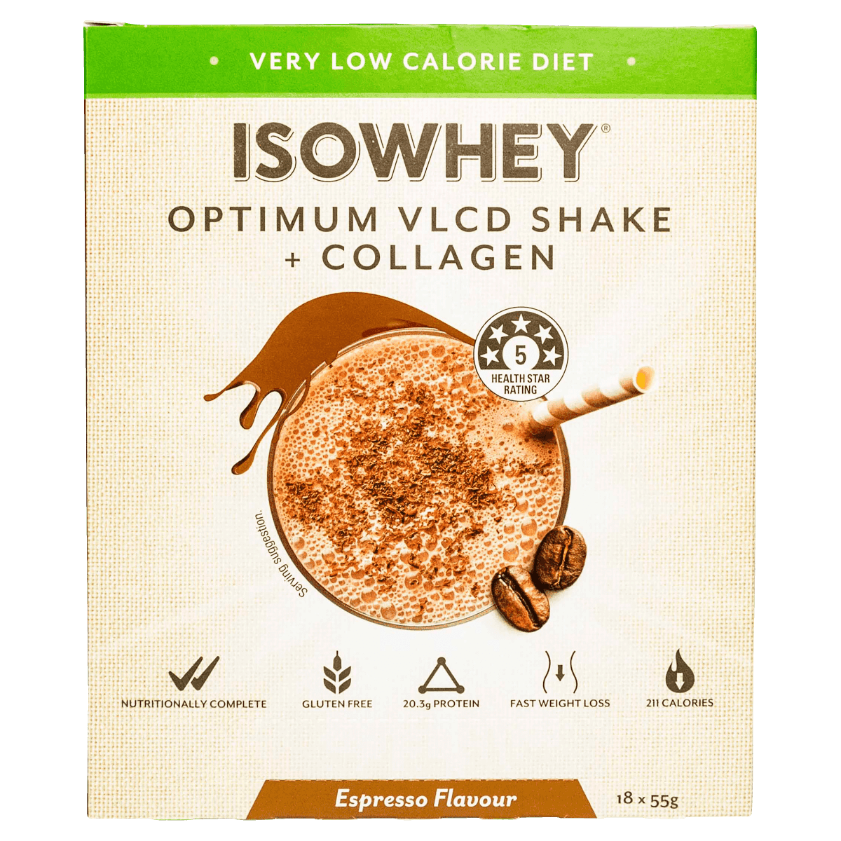 Isowhey Optimum VLCD + Collagen Shake Espresso 18 x 55g