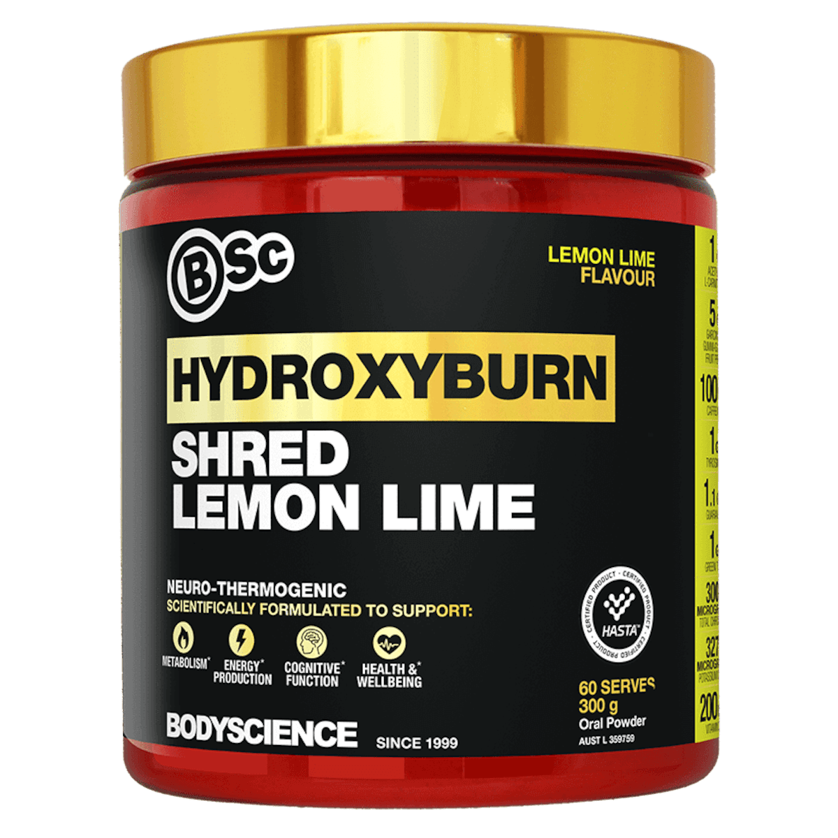BSc HydroxyBurn Shred Lemon Lime 300g