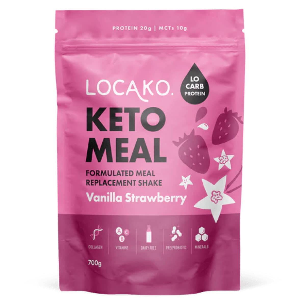 Locako Keto Meal Replacement Shake Vanilla Strawberry 700g