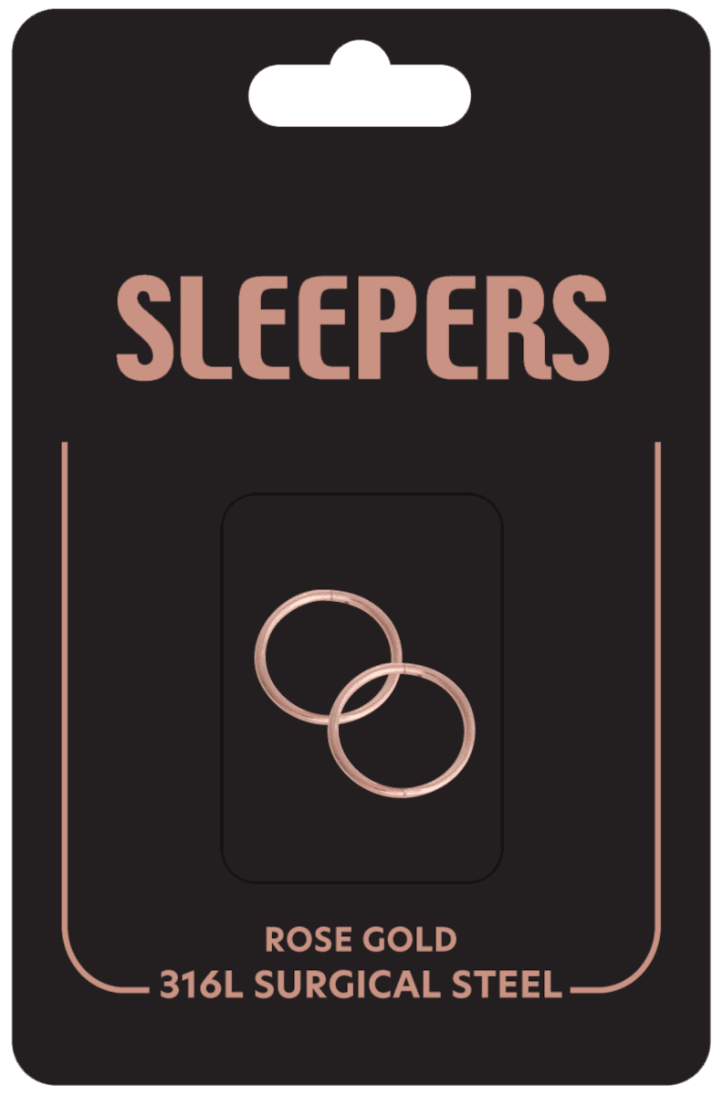 Studex Plain Medium 14mm Sleeper Earring Rose Gold 1 Pair