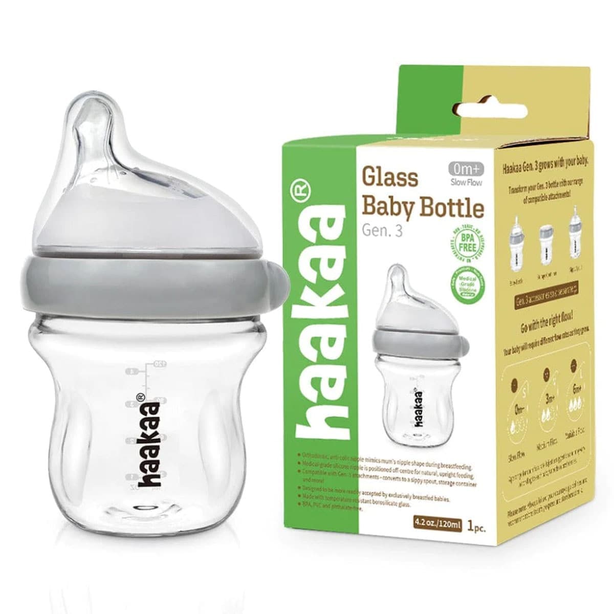 Haakaa Glass Bottle Grey 120ml