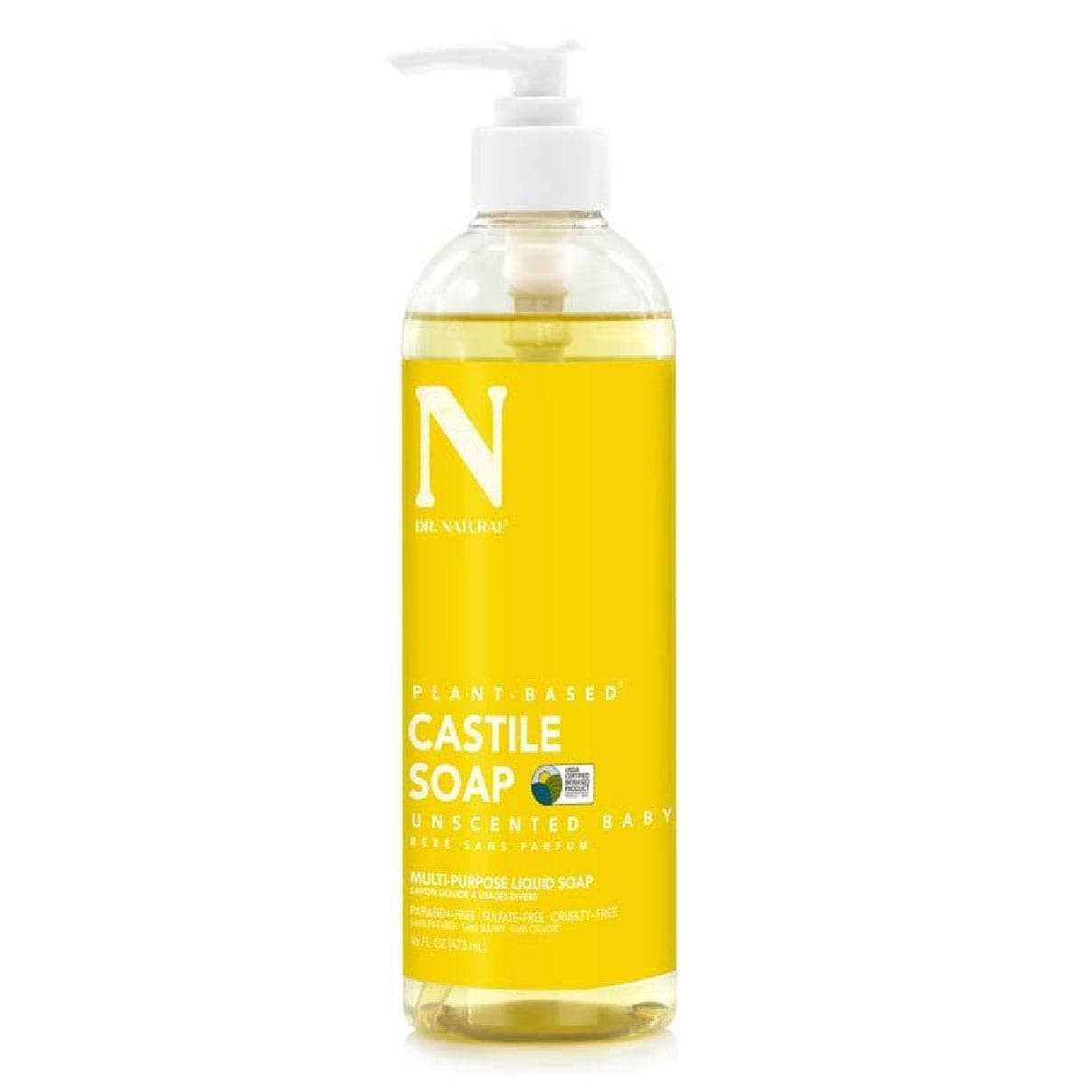 Dr. Natural Castile Liquid Soap Unscented Baby 473ml