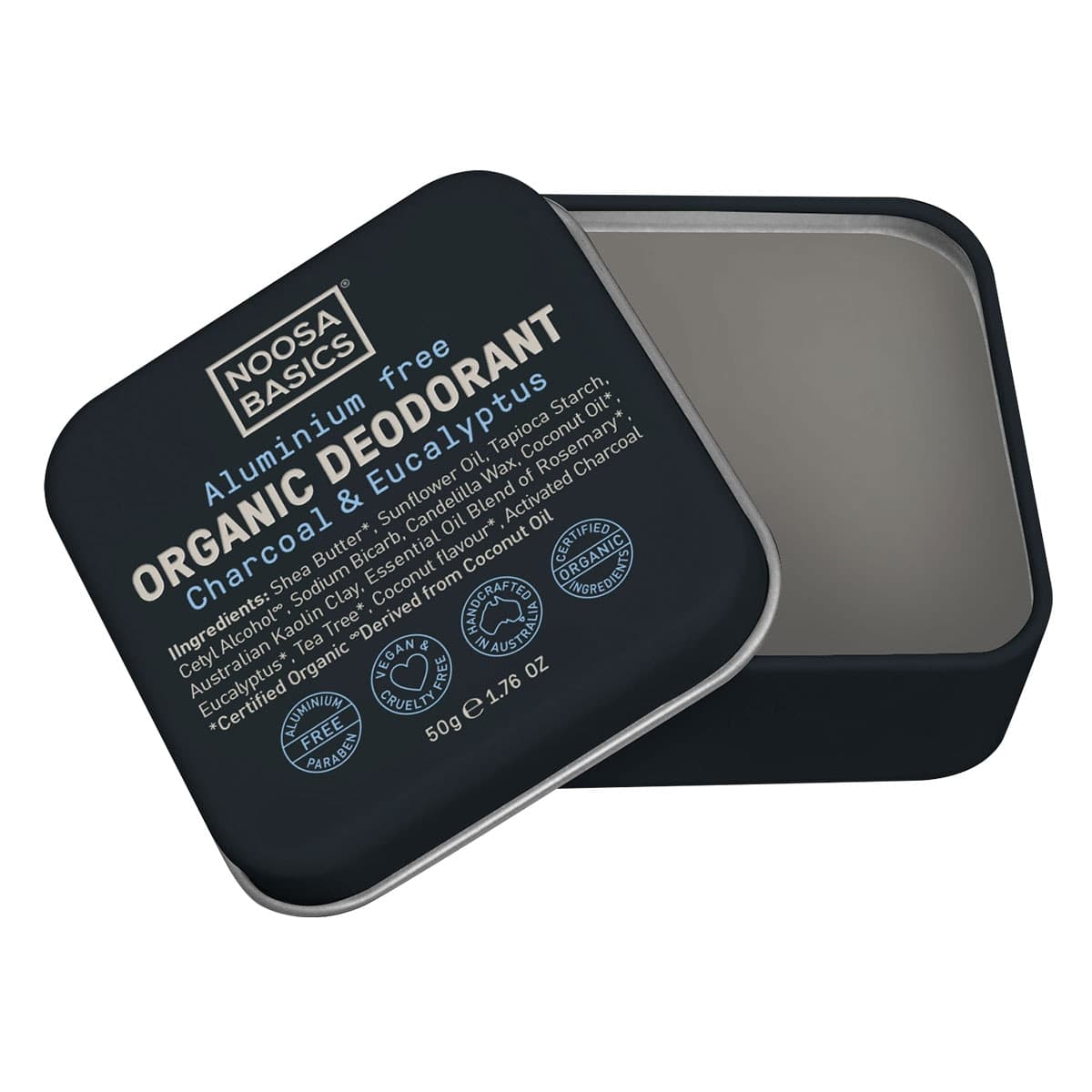 Noosa Basics Deodorant Tin - Charcoal & Eucalyptus 50g