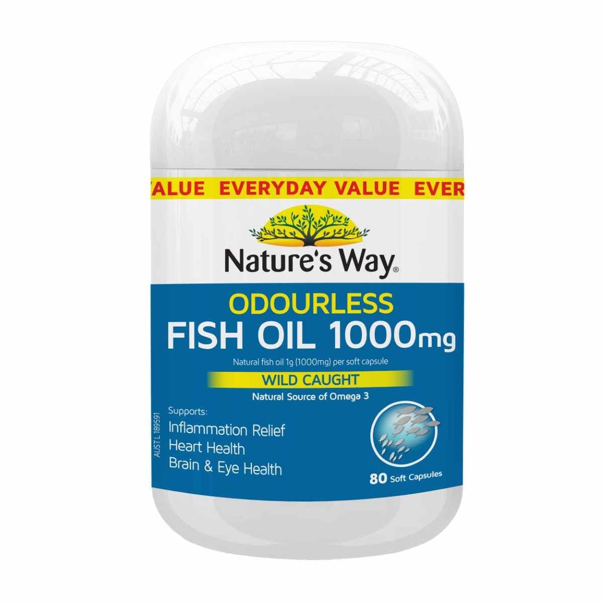 Nature's Way Odourless Fish Oil 1000Mg 80 Capsules
