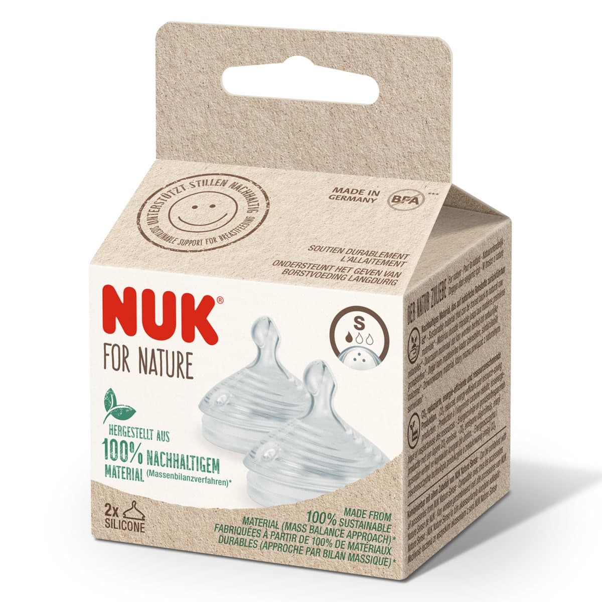 NUK For Nature Bottle Silicone Teats 0-6 Months Small 2 pack