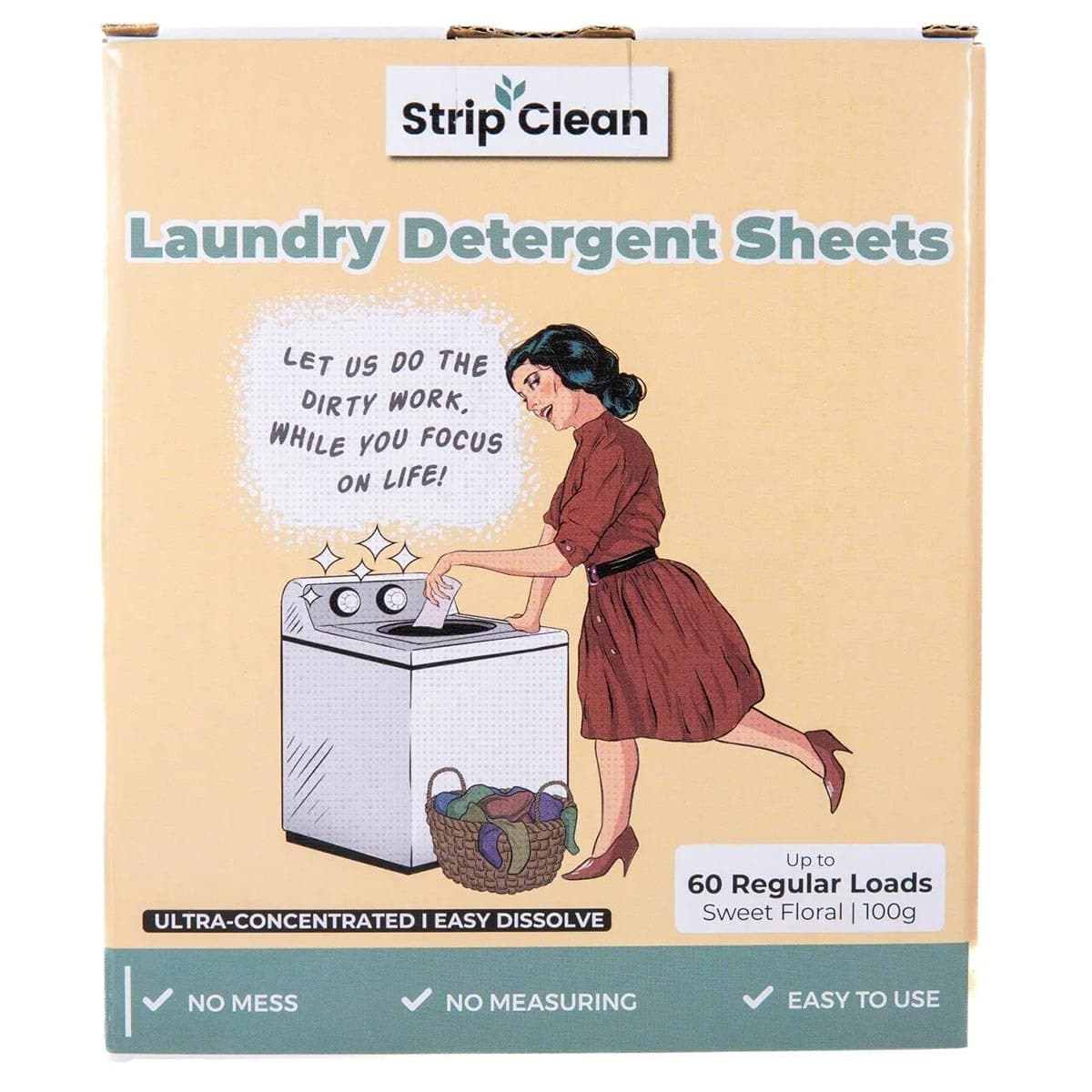 Strip Clean Laundry Sheets Floral 60 Loads