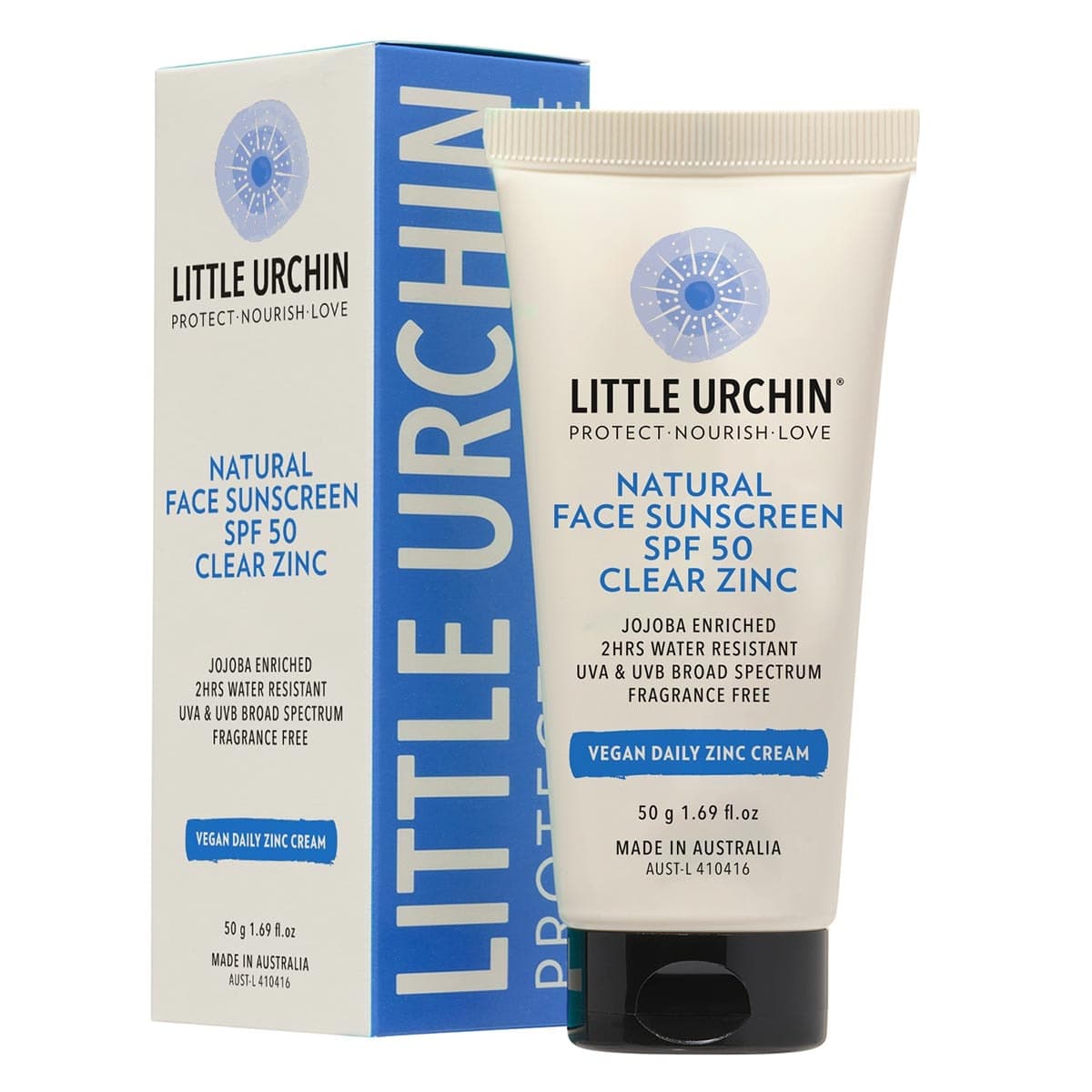Little Urchin Natural Clear Zinc Sunscreen SPF50+ 50g