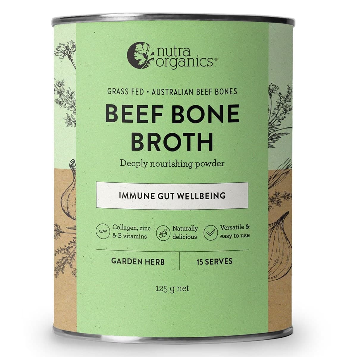 Nutra Naturals Beef Bone Broth Powder Garden Herb 125g