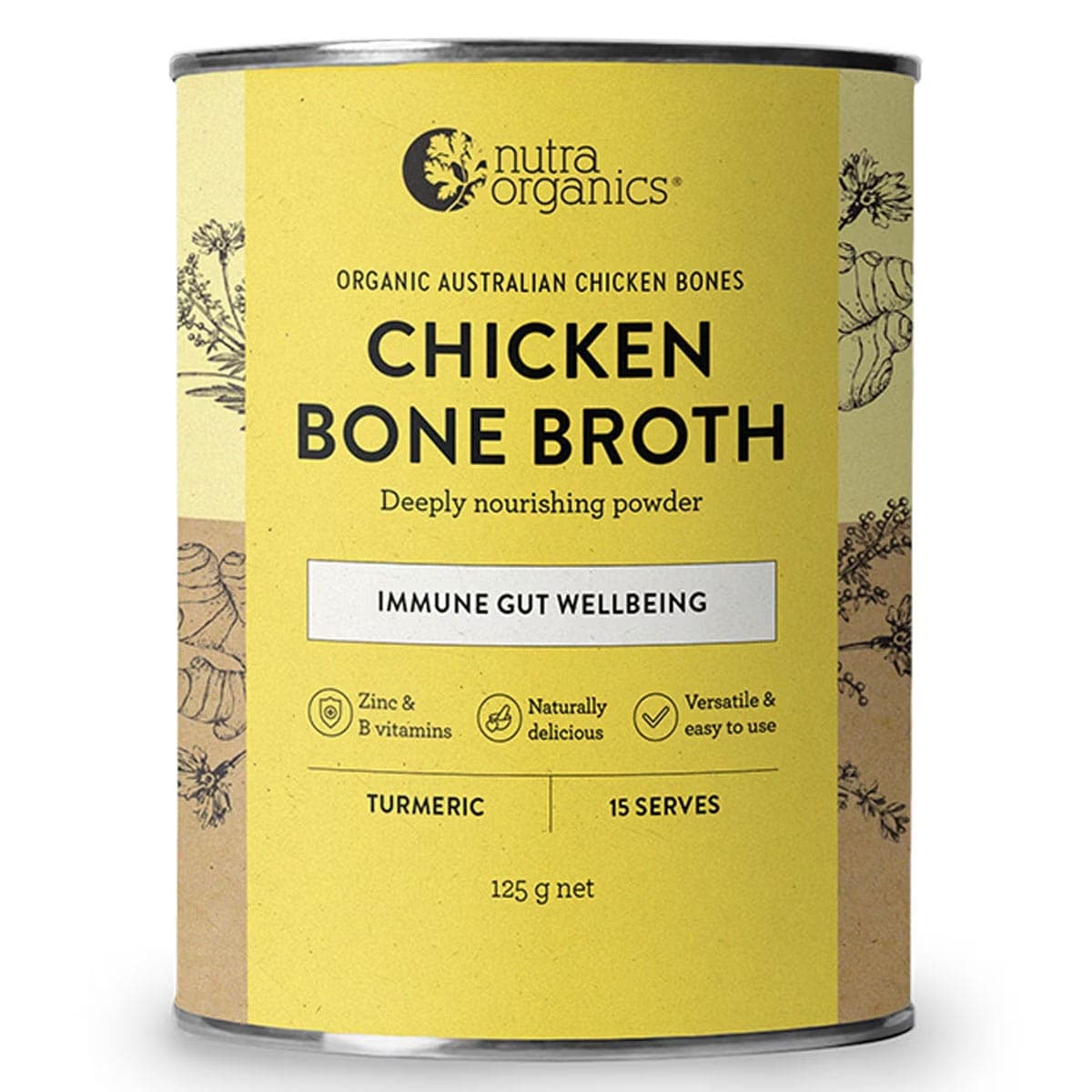 Nutra Organics Chicken Bone Broth Powder Turmeric 125g