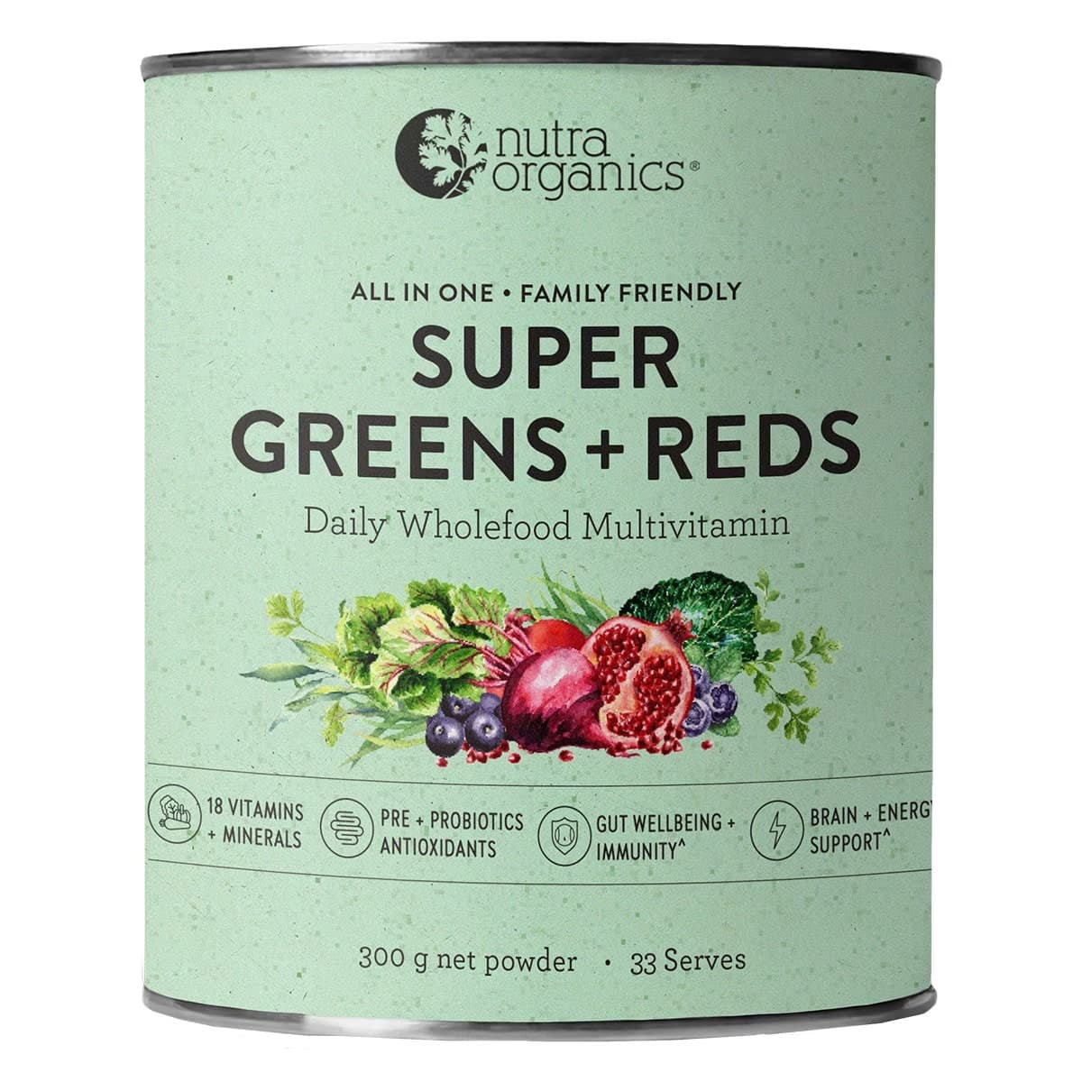 Nutra Organics Super Greens + Reds Powder 300g
