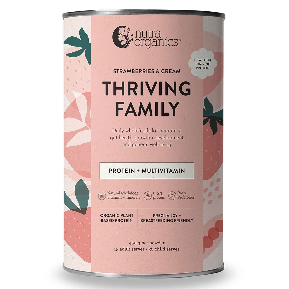 Nutra Organics Thriving Protein Strawberries & Cream 450g