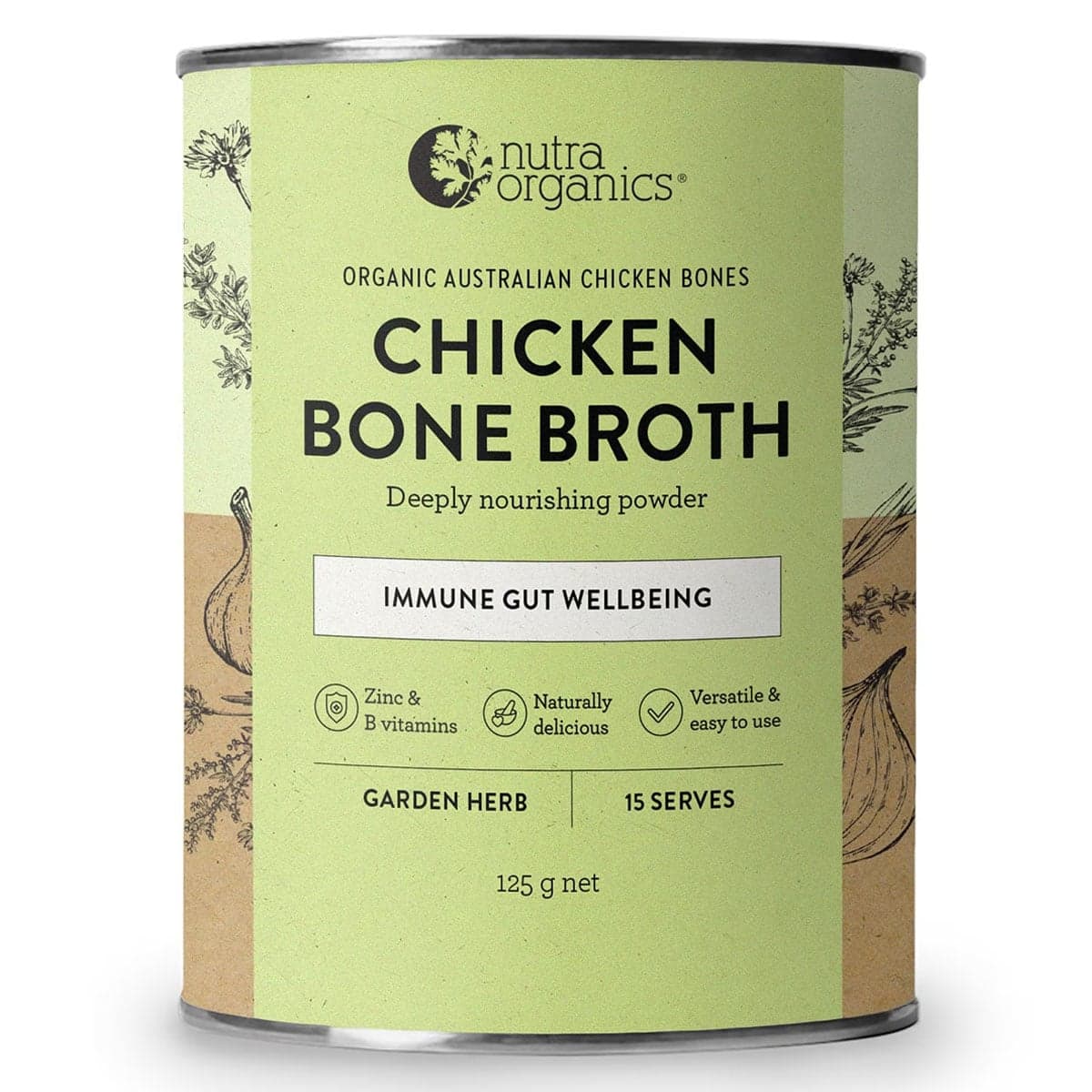 Nutra Organics Chicken Bone Broth Garden Herb 125g