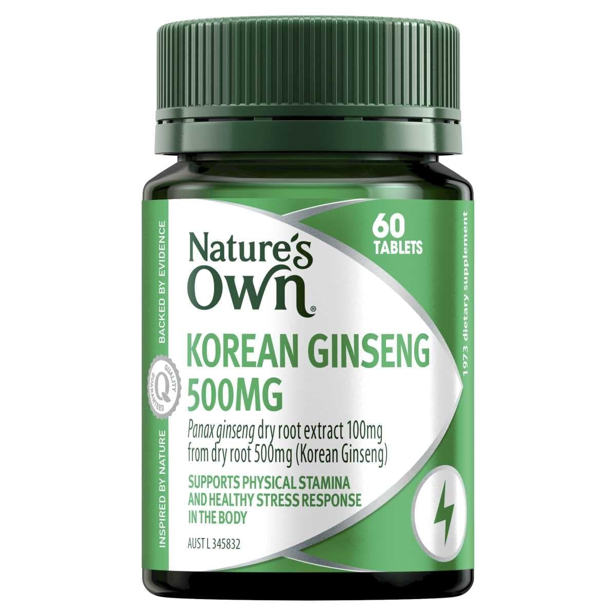 Nature's Own Ginseng Korean 500mg 60 Tablets