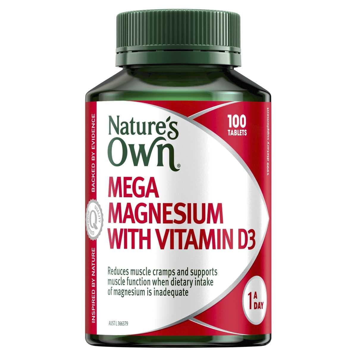Nature's Own Mega Magnesium with Vitamin D3 100 Tablets
