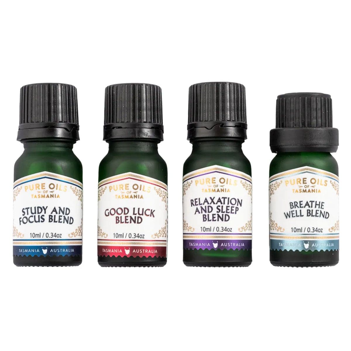 Pure Oils of Tasmania Focus Study Calm and Good Luck Set of four oils 40ml