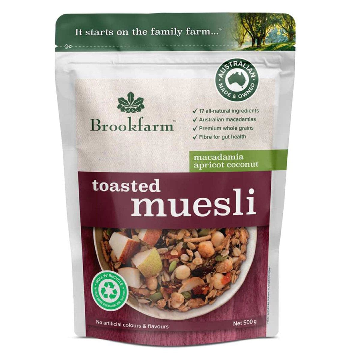 Brookfarm Toasted Muesli Macadamia Apricot & Coconut 500g