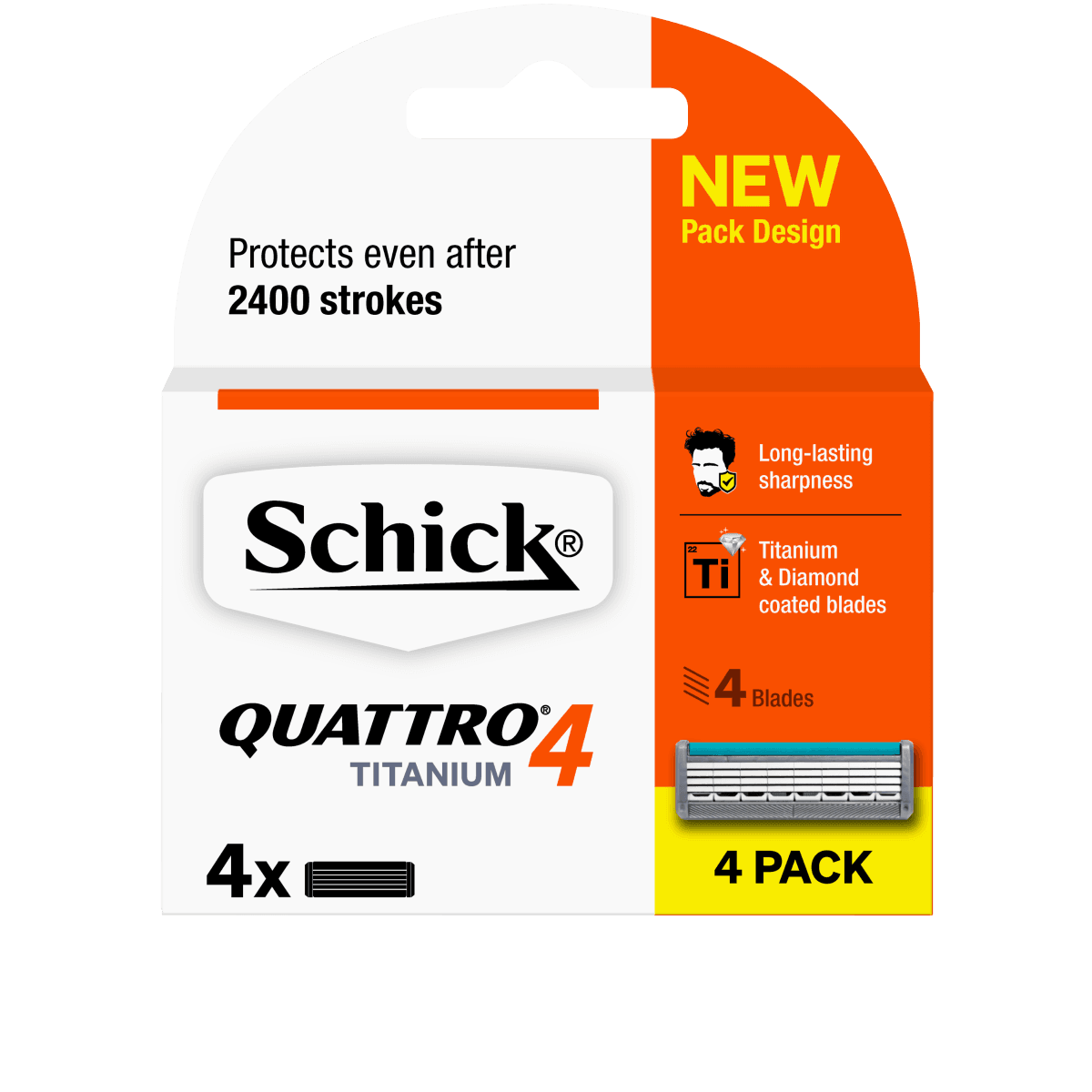 Schick Quattro Titanium Razor Refill Cartridges 4 Pack