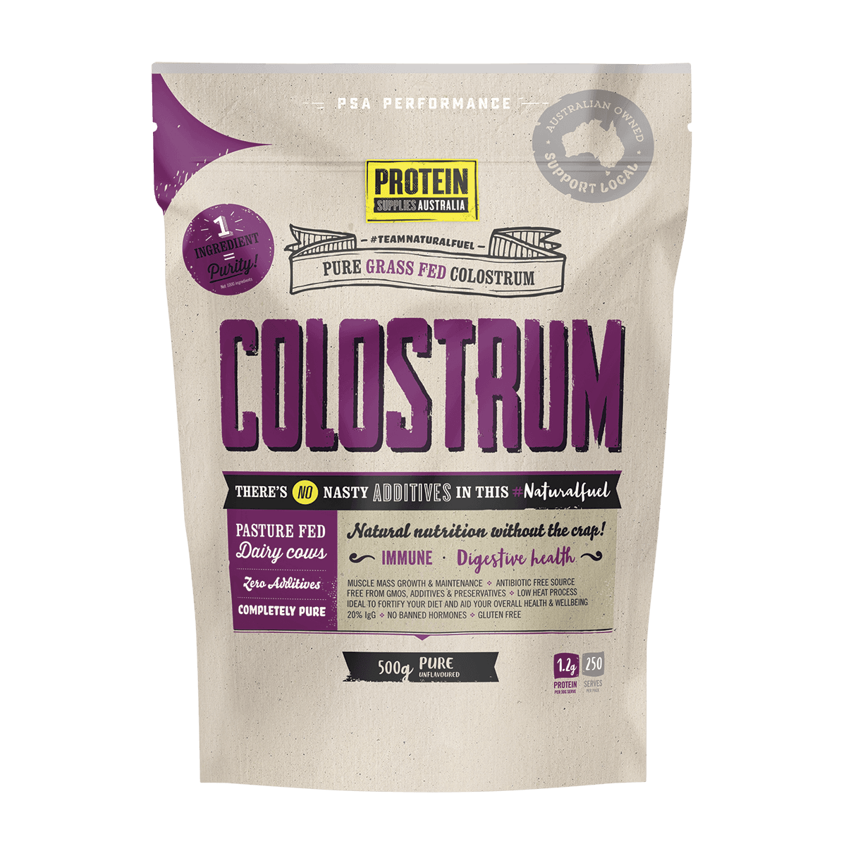 Protein Supplies Australia Grass Fed Colostrum Unflavoured 500g