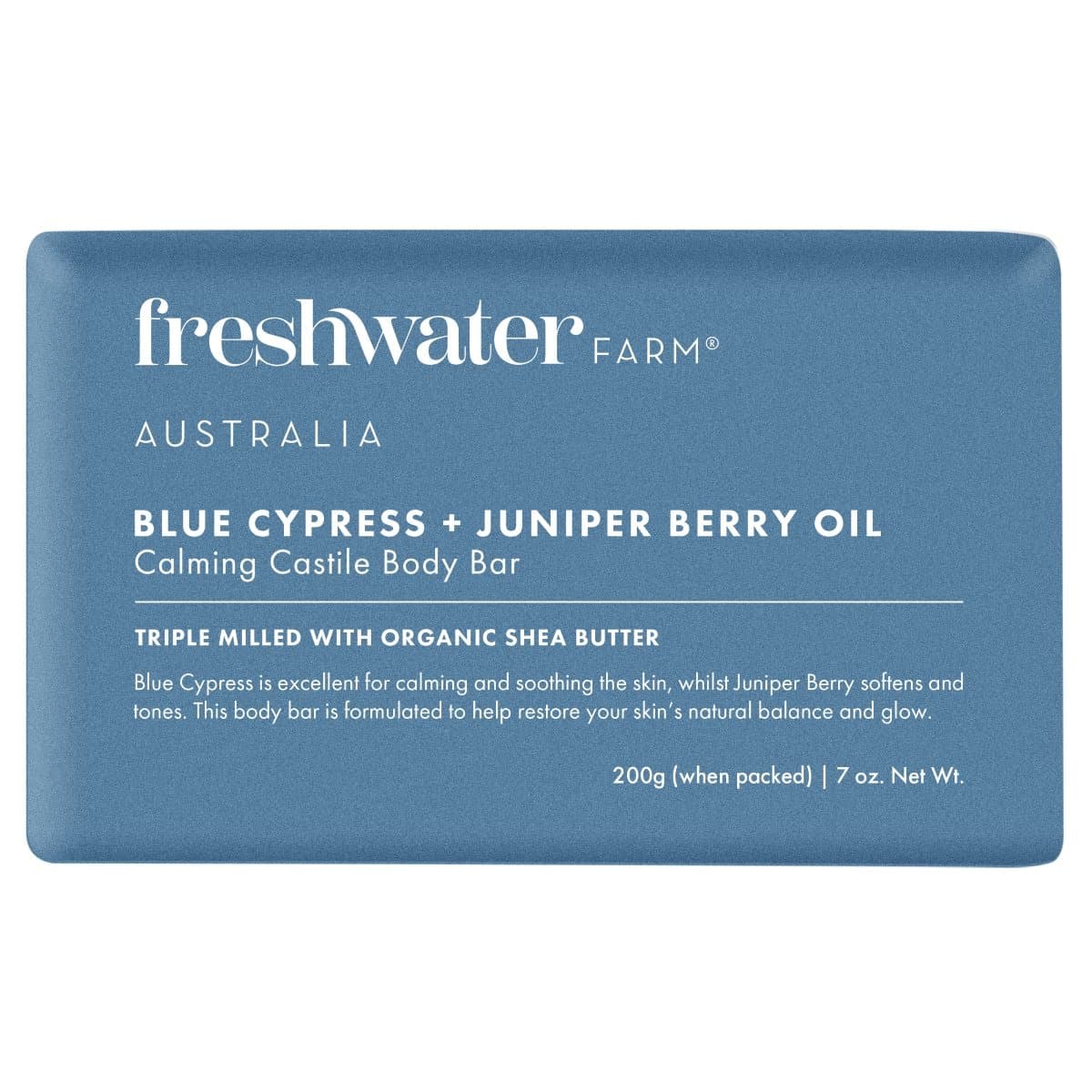 Freshwater Farm Blue Cypress + Juniper Berry Oil Body Bar 200g