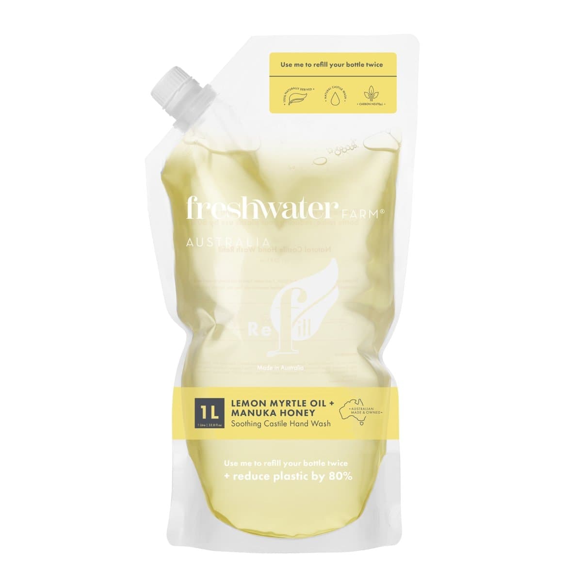 Freshwater Farm Lemon Myrtle + Manuka Honey Hand Wash Refill Pouch 1L