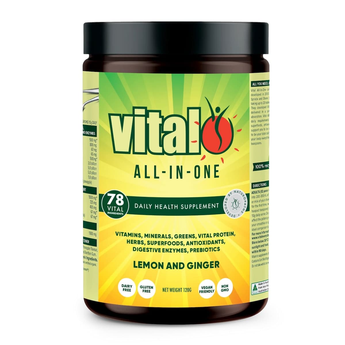 Vital All-In-One Daily Health Supplement Lemon and Ginger 120g