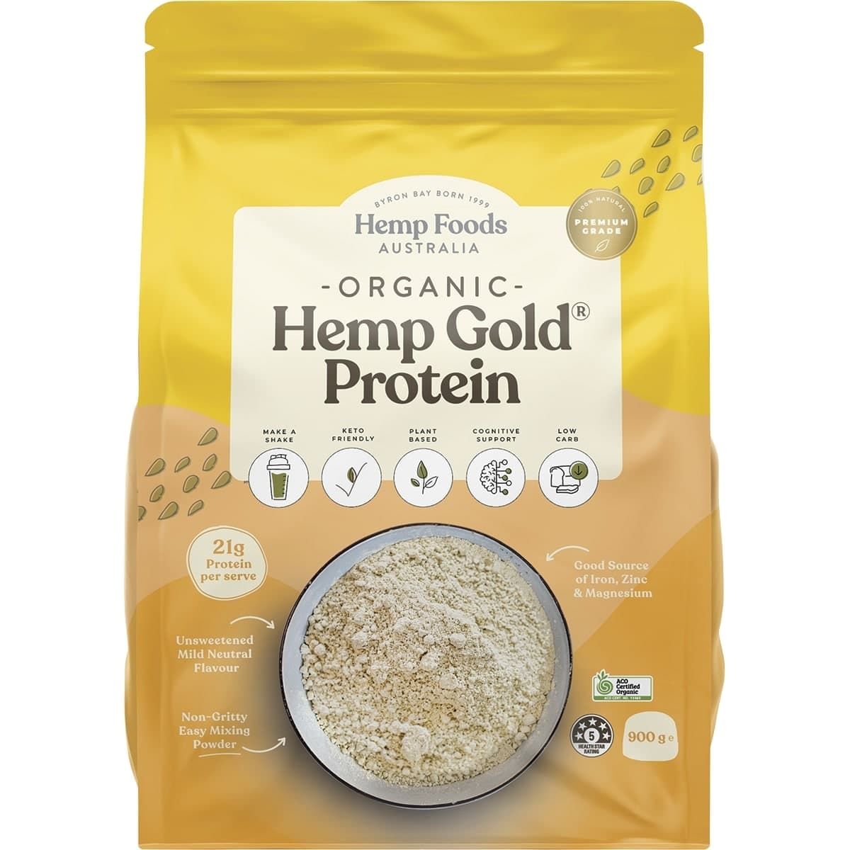 Hemp Foods Australia Organic Hemp Gold Protein Powder 900g