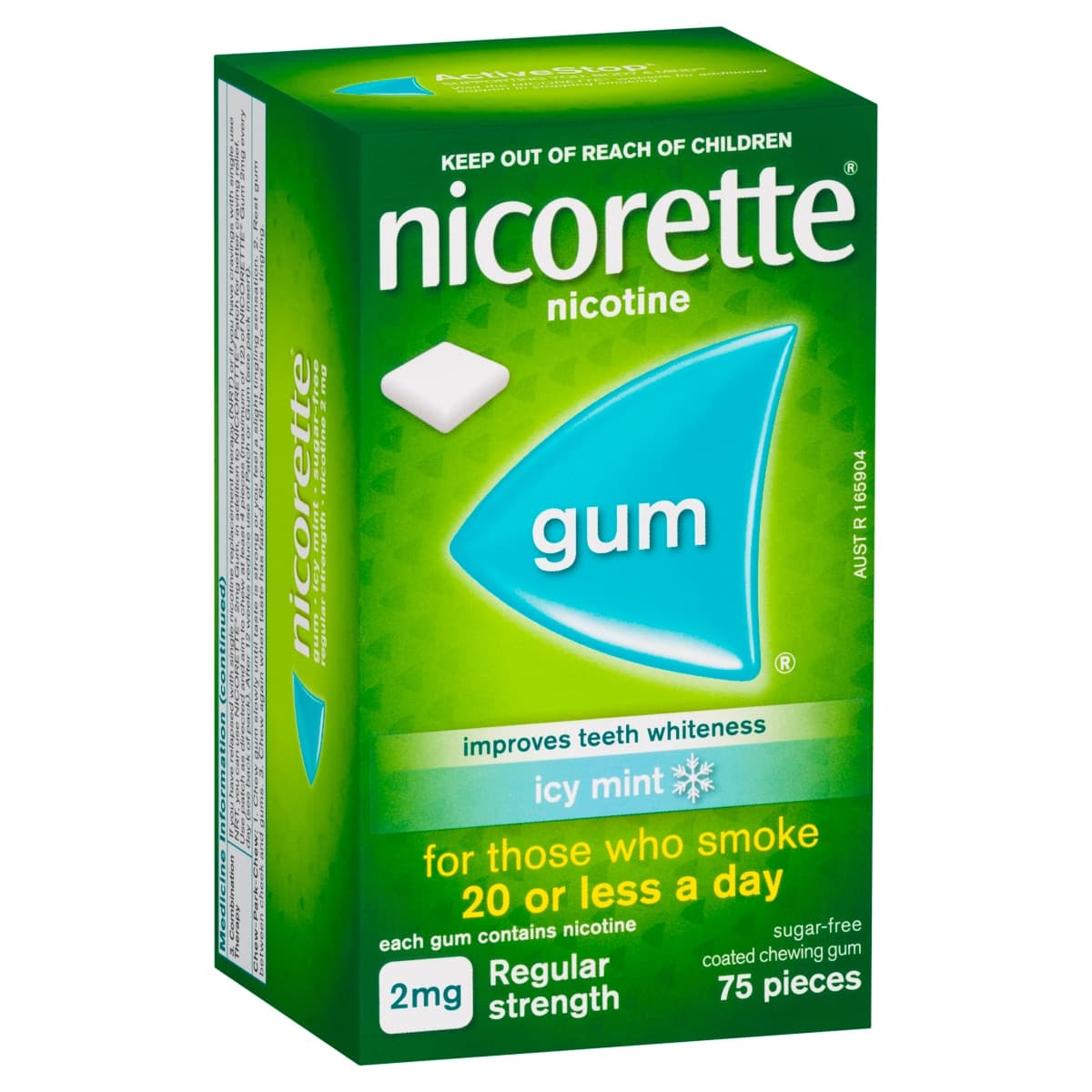 Nicorette Quit Smoking Nicotine Gum 2mg Icy Mint 75 Pack