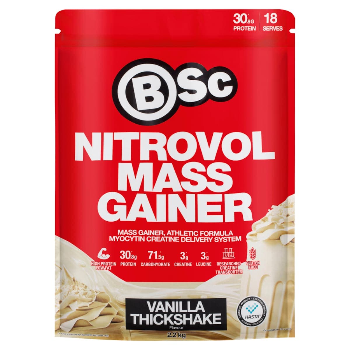 BSc Nitrovol Mass Gainer Protein Powder Vanilla Thickshake - 2.2kg