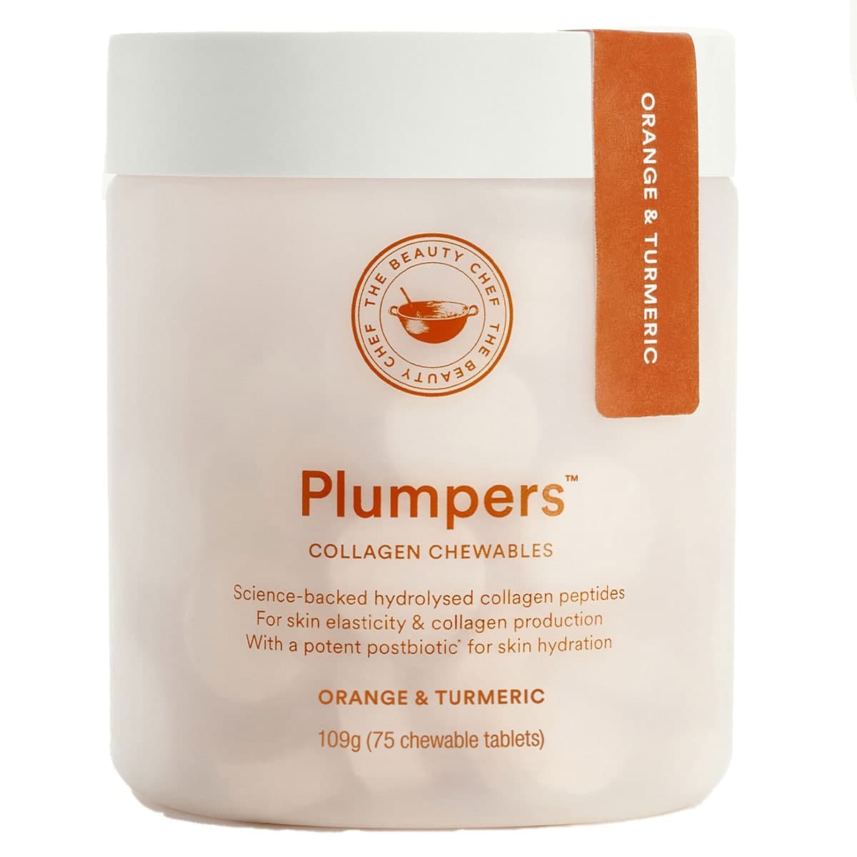 The Beauty Chef Plumpers Collagen Chewables Orange & Tumeric 75 Tablets
