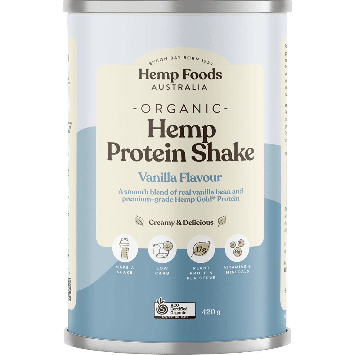 Hemp Foods Australia Organic Hemp Protein Vanilla 420g