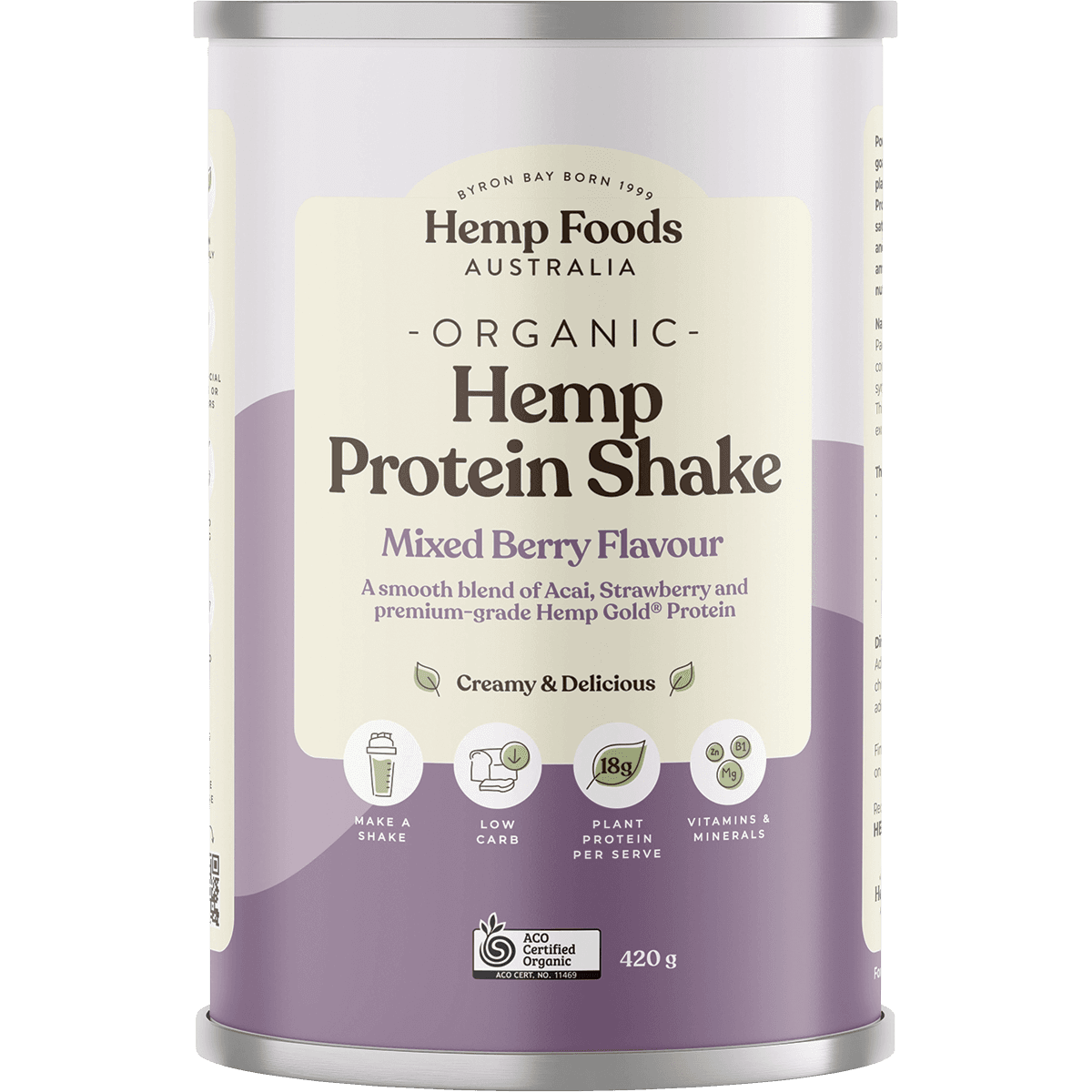 Hemp Foods Australia Organic Hemp Protein Mixed Berry & Acai 420g