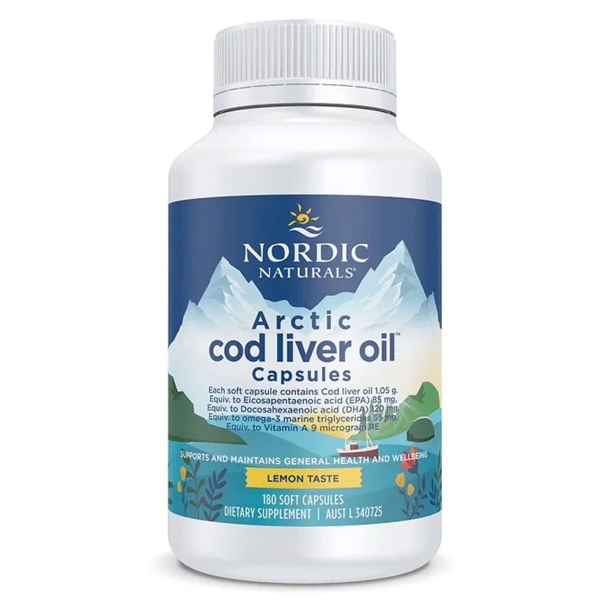 Nordic Naturals Arctic Cod Liver Oil Lemon 180 Soft Gels