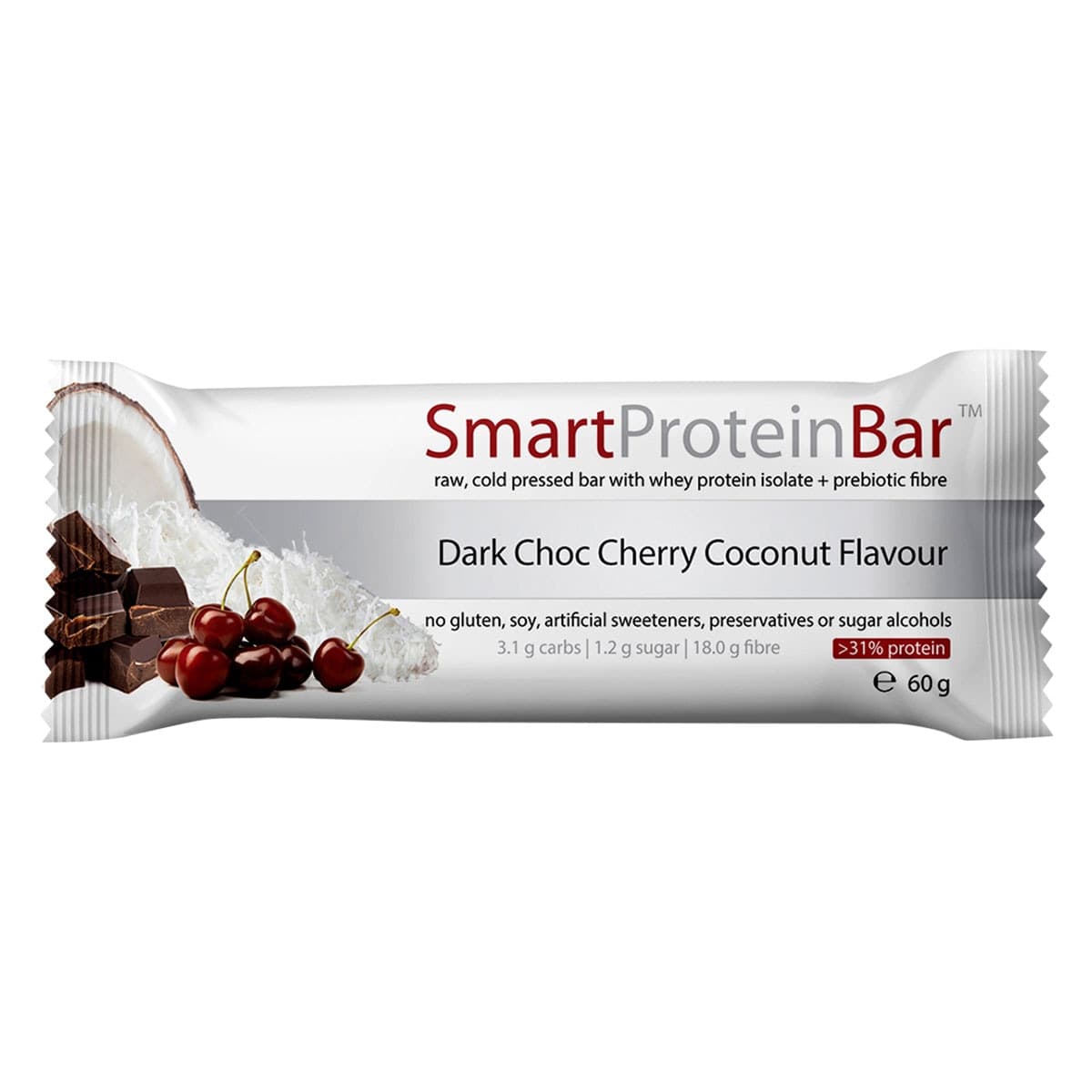 Smart Protein Dark Choc Cherry Coconut Protein Bar 60g