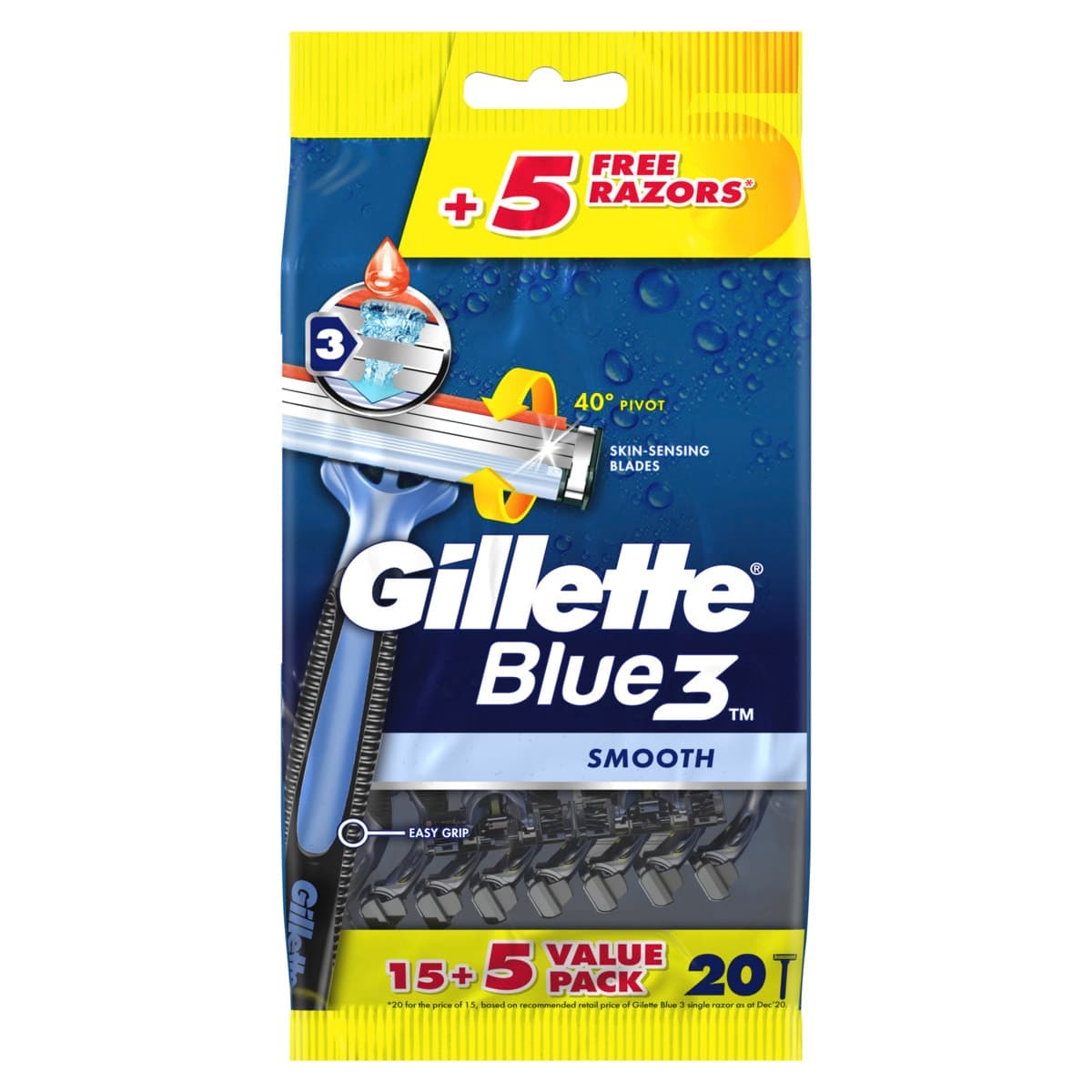 Gillette Blue III Disposable Razors 20 Pack